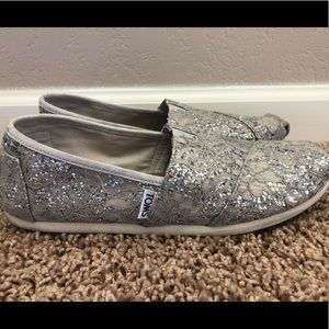 Silver glitter and lace Toms